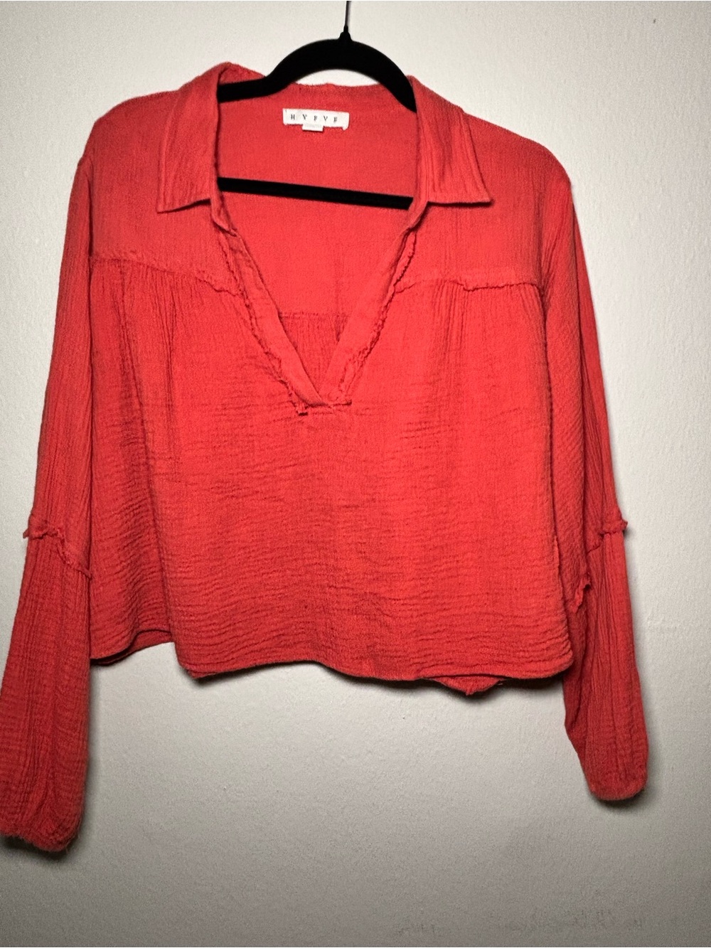 HYFVE Coral Red V-Neck Lightweight Tunic Top
